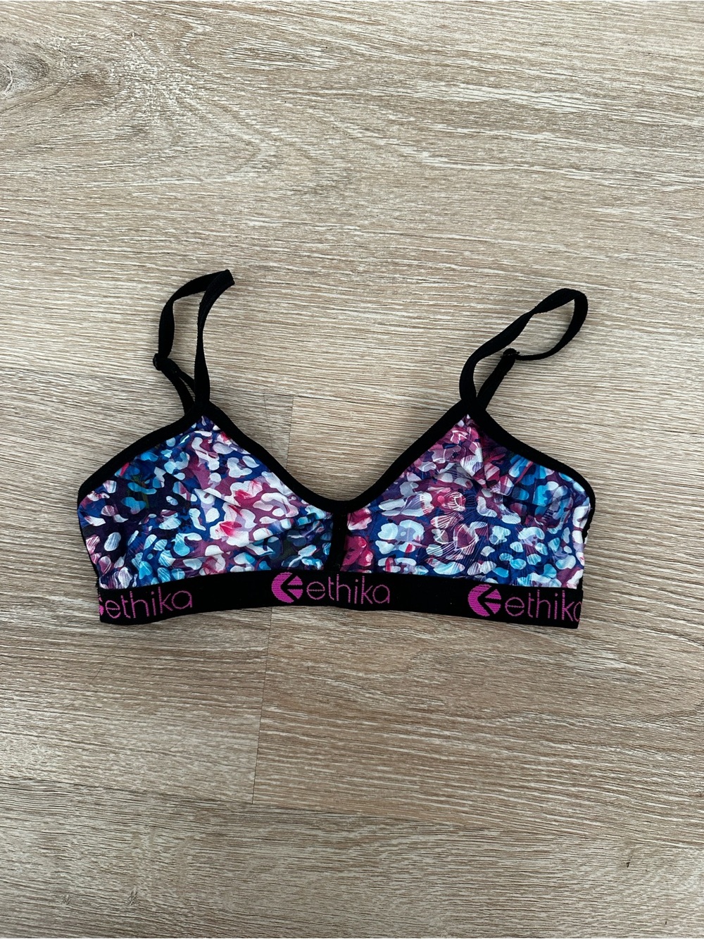 ethika Multicolor Floral Print Bralette with Black Trim